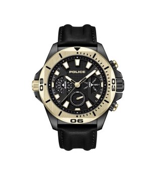 Мъжки кварцов часовник в черно и златисто снимка