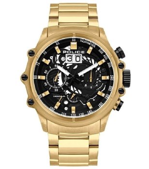 Мъжки златист аналогов часовник с ефектен циферблат снимка