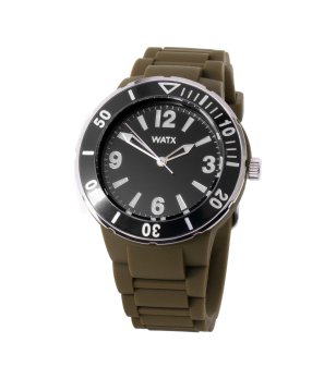 Аналогов часовник с голям циферблат и каишка в цвят каки снимка