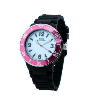 Аналогов черен часовник с розов безел снимка