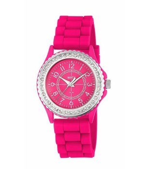 Дамски кварцов часовник в циклама и сребристо с камъчета снимка