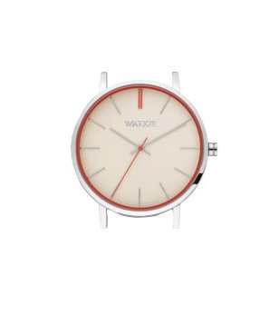 Аналогов корпус за часовник в бежово с червен кант снимка