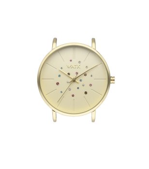 Златист аналогов корпус за часовник с камъчета снимка