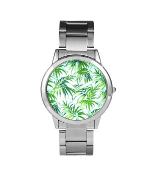 Сребрист часовник с принт при циферблата снимка