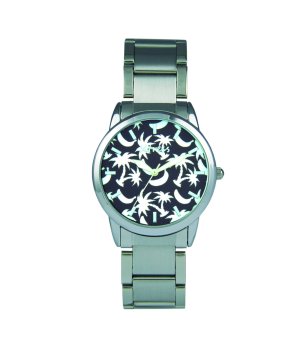 Зелен часовник с принт палми снимка