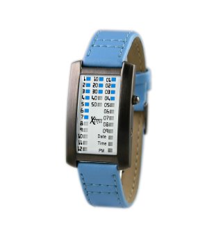 Унисекс бинарен часовник в черно и синьо снимка