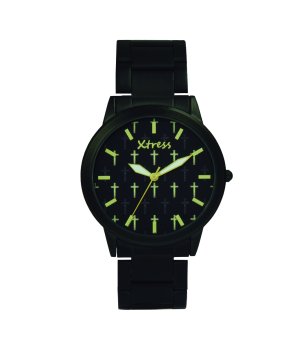 Унисекс черен часовник с кръстове снимка