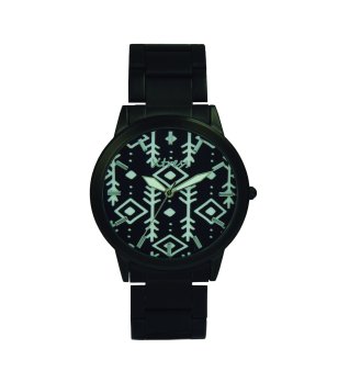 Унисекс кварцов часовник в черно със сини детайли снимка