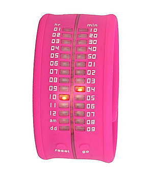 Дигитален LED часовник в розово снимка