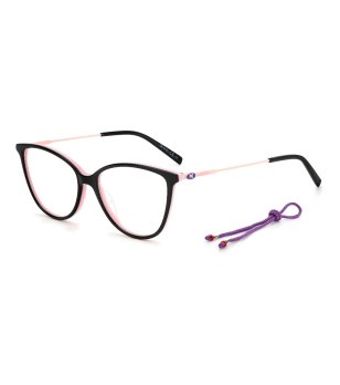 Дамски рамки за очила в черно и розово със син шнур снимка