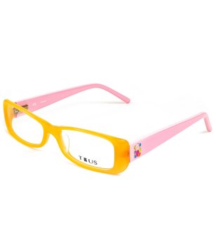 Дамски рамки за очила в жълто с розови дръжки снимка