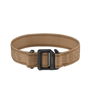 Текстилна унисекс гривна в бежово снимка