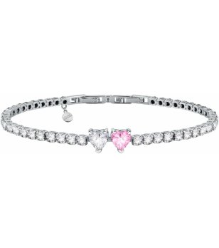 Сребриста гривна с блестящи сърца снимка