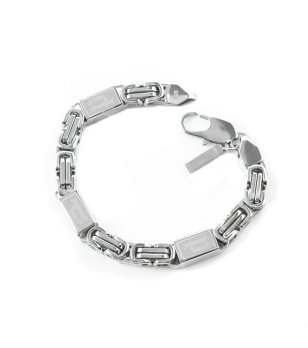 Мъжка гривна в сребристо с карабинер снимка