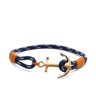 Тъмносиня гривна със златиста котва снимка