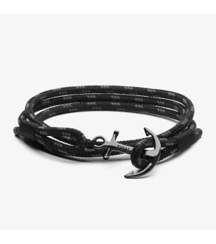 Тройна гривна в черно и сиво с котва снимка