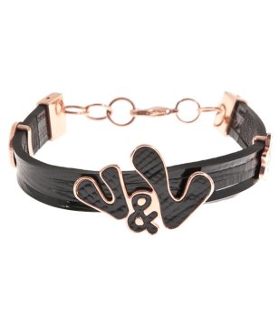 Дамска гривна в черно и розовозлатисто с букви снимка