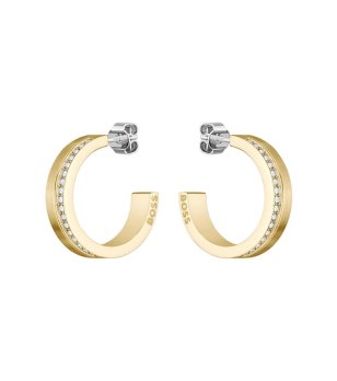 Златисти обеци с блестящи елементи снимка