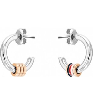 Обеци в сребристо с халки и елементи снимка