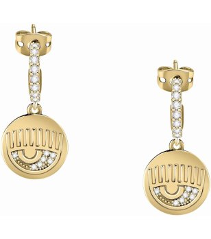 Висящи обеци в златисто с камъчета снимка