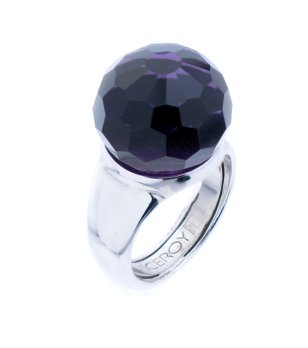 Женски сребрист пръстен с фасетиран лилав камък снимка