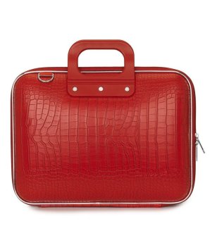 Червено куфарче за лаптоп в червено с релеф снимка