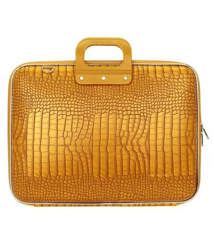Жълто куфарче за лаптоп с релеф снимка