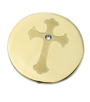 Златист медальон с кръст и камък снимка