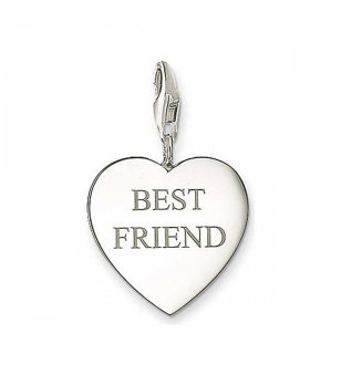 Сърцевиден медальон с гравиран надпис Best friends снимка