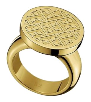 Дамски златист пръстен с гравюра снимка