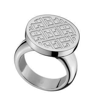 Дамски сребрист пръстен с гравюра снимка