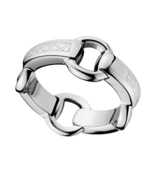 Сребрист дамски пръстен със звено снимка