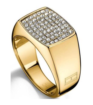 Дамски златист пръстен с камъни снимка