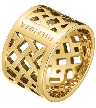 Дамски златист пръстен с изрязани детайли снимка