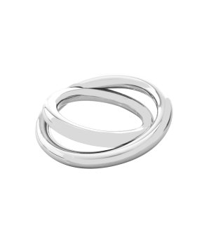 Дамски сребрист пръстен с два кръга снимка
