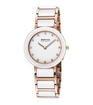 Дамски кварцов часовник в бяло и розовозлатисто снимка