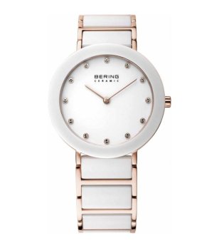 Дамски часовник в бяло и розовозлатисто снимка