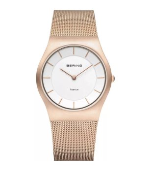 Дамски розовозлатист часовник от титаний и стомана снимка