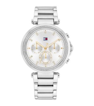 Дамски кварцов часовник в сребристо с камъчета снимка