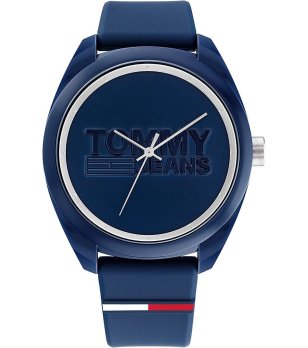 Аналогов тъмносин часовник с каучукова верижка снимка