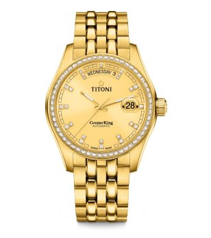 Мъжки автоматичен часовник в сребристо с камъчета снимка