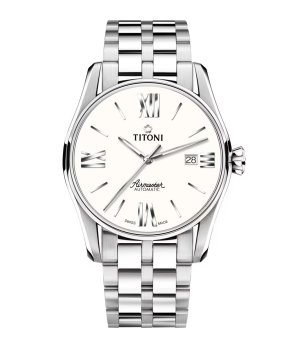 Автоматичен мъжки сребрист часовник с римски цифри снимка