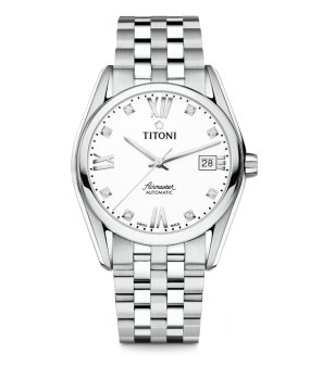 Автоматичен мъжки сребрист часовник с римски цифри снимка