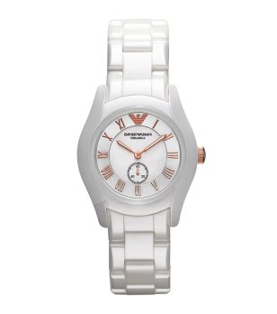 Дамски кварцов часовник в бяло с римски цифри снимка