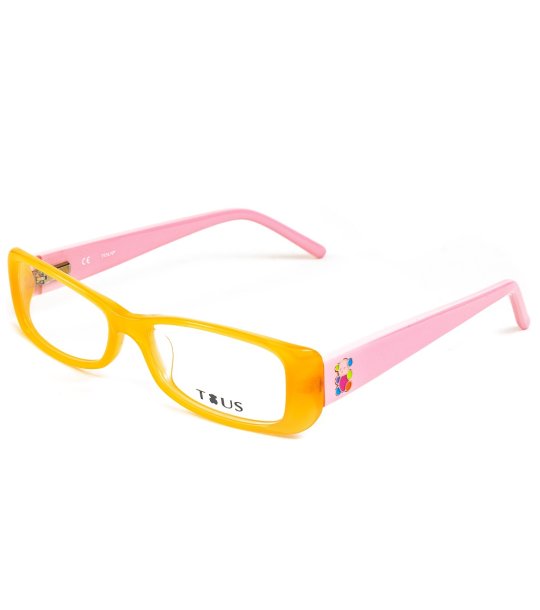 Дамски рамки за очила в жълто с розови дръжки снимка