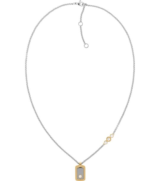 Дамско сребристо колие с плочка снимка