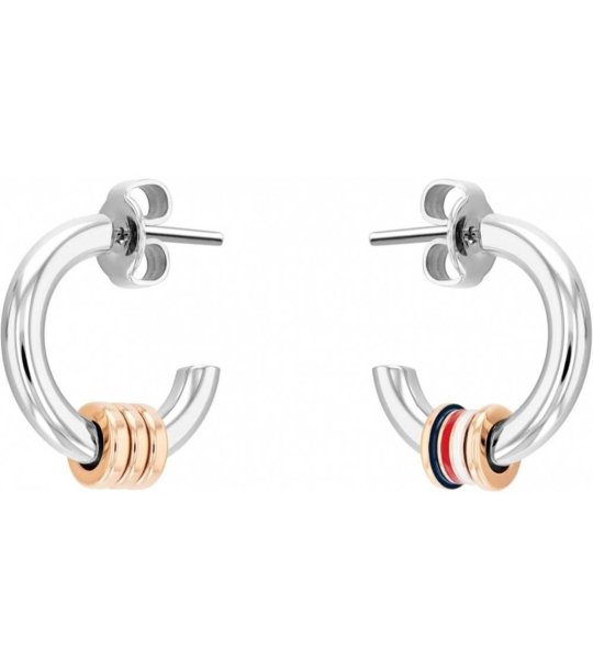 Обеци в сребристо с халки и елементи снимка