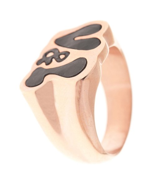 Дамски розовозлатист пръстен с декорация снимка