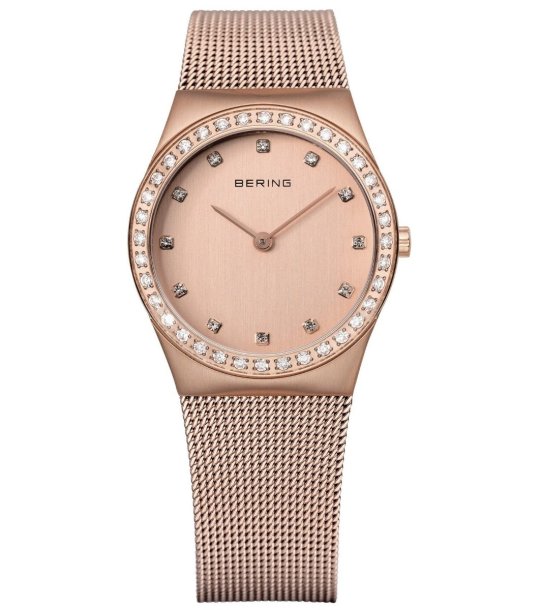 Дамски розовозлатист аналогов часовник снимка