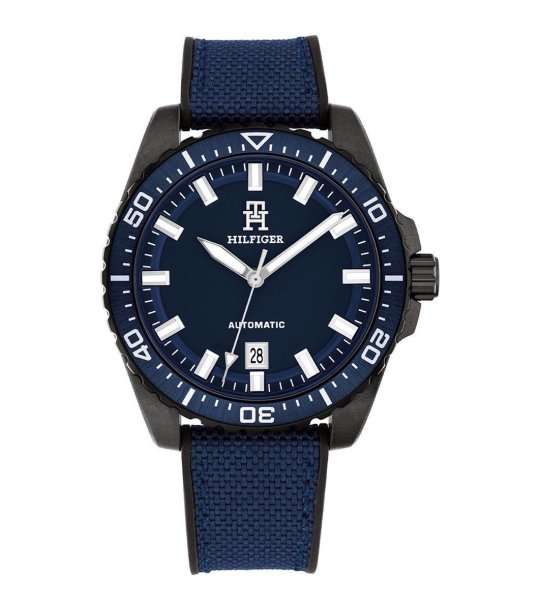 Мъжки автоматичен часовник в тъмносиньо и черно снимка